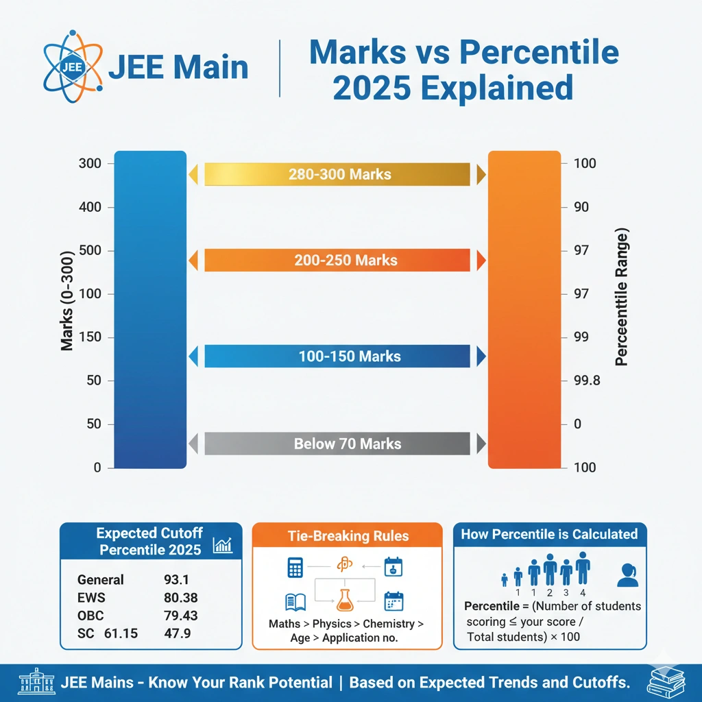 JEE Mains Marks vs Percentile