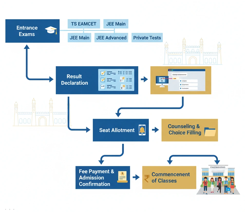 Top Btech colleges in hyderabad admisson process