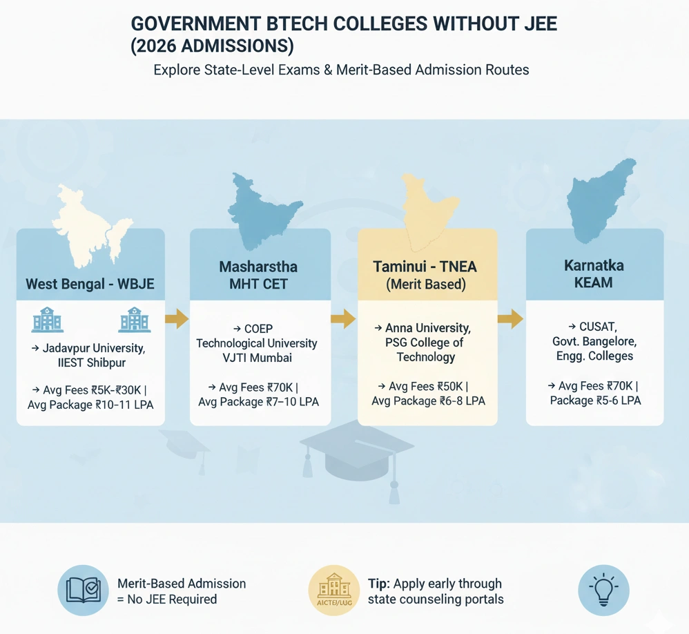 Government BTech Colleges without JEE