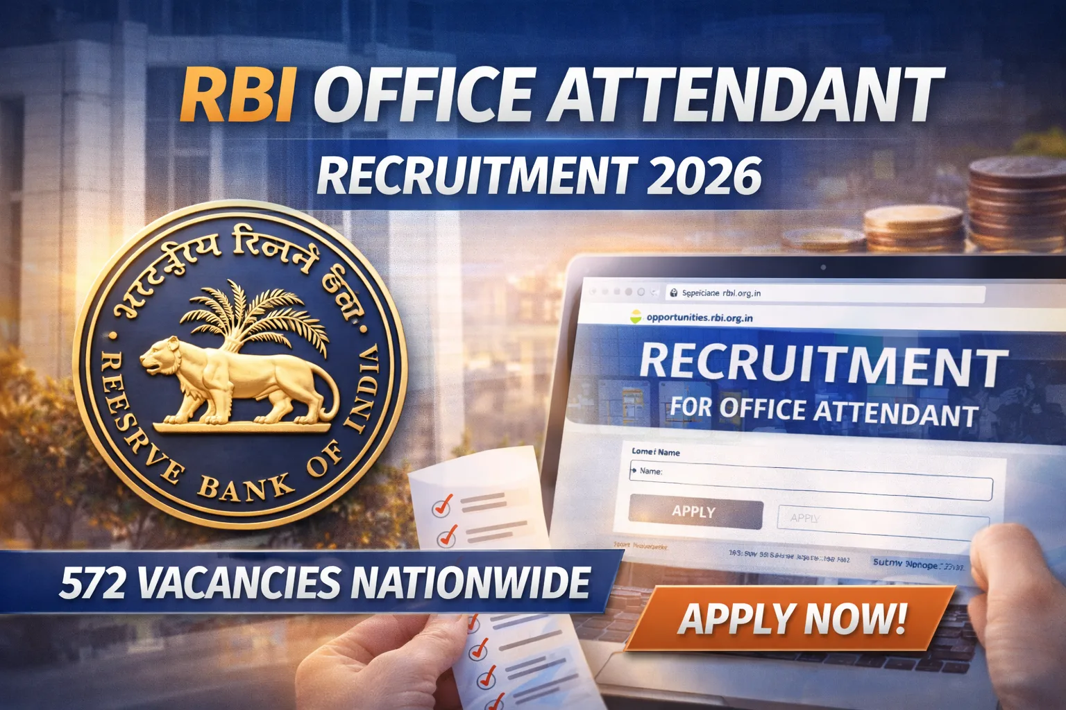 RBI Releases Office Attendant Recruitment 2026 Notification