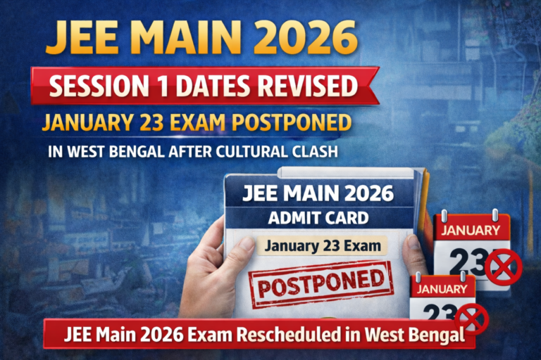 JEE Main 2026 Session 1 Dates Revised Again! January 23 Exam Postponed in West Bengal After Cultural Clash
