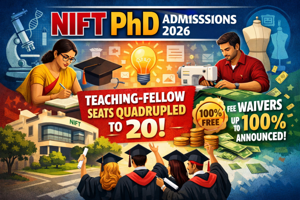 NIFT PhD Admissions 2026: Teaching-Fellow Seats Quadrupled to 20; Fee Waivers Up to 100% Announced