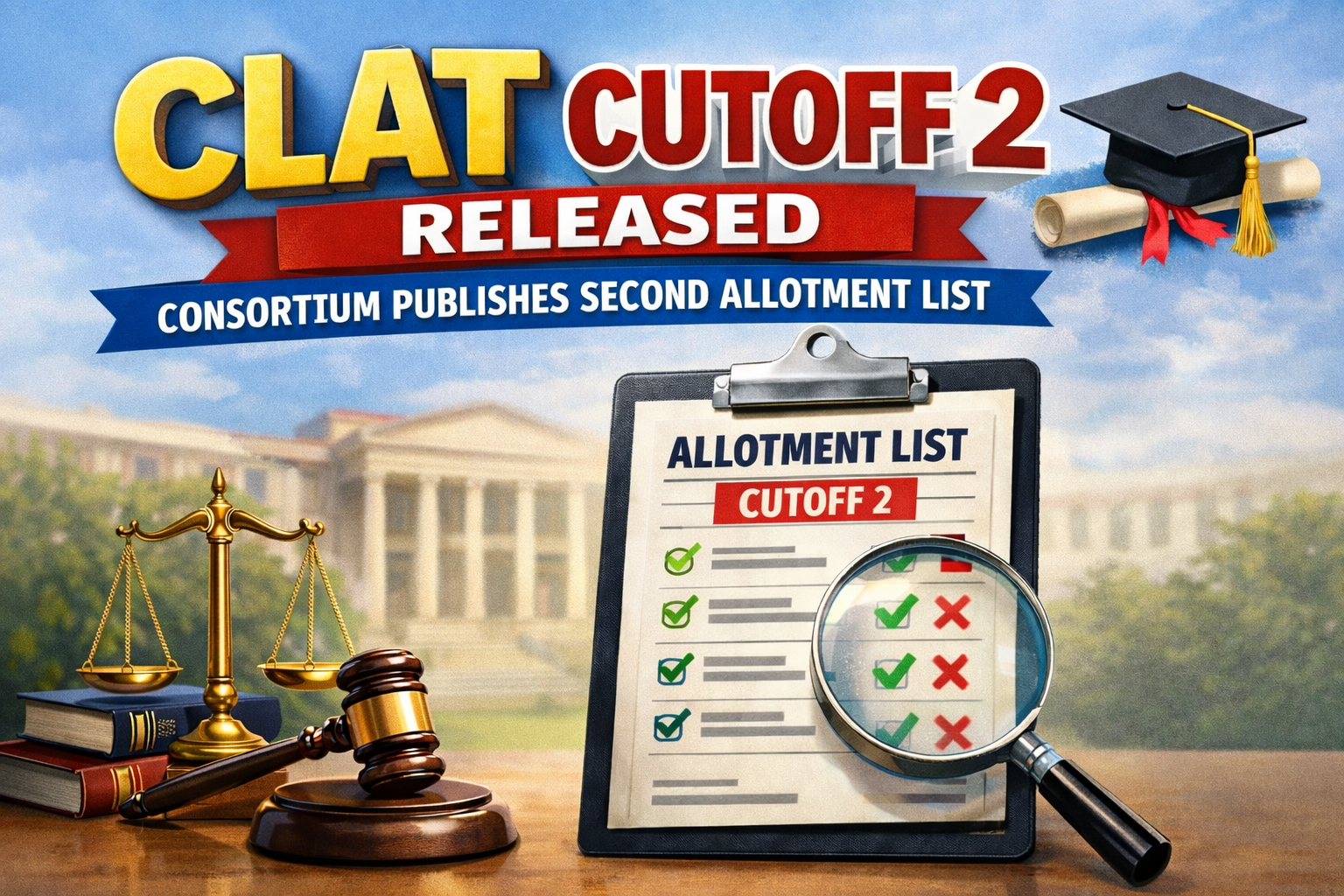 CLAT Cutoff 2 Released: Consortium Publishes Second Allotment List