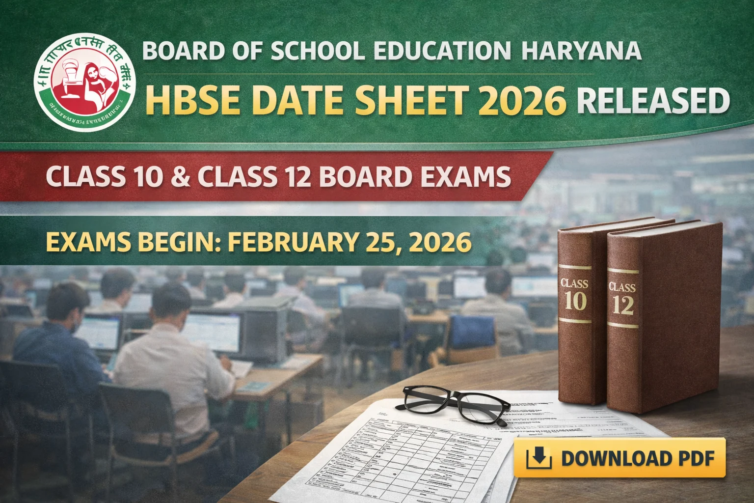 HBSE Date Sheet 2026 Released for Class 10 and Class 12 Board Exams