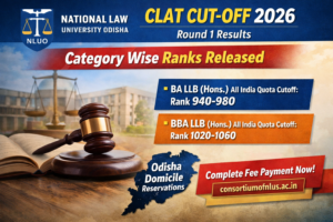 NLUO Odisha CLAT Cutoff 2026 Round 2 Released - Category Wise Ranks for BA LLB and BBA LLB