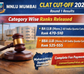 MNLU Mumbai CLAT Cutoff 2026 - Round 1 Category Wise Ranks Released