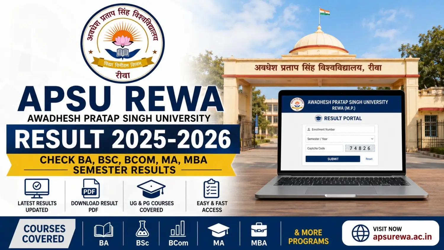 APSU Result 2025-2026 – Check Awadhesh Pratap Singh University BA, BSC, BCom, MA Results - FindMyCollege