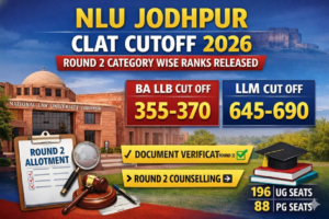 NLU Jodhpur CLAT Cutoff 2026 Round 2 - Category Wise Closing Ranks Released