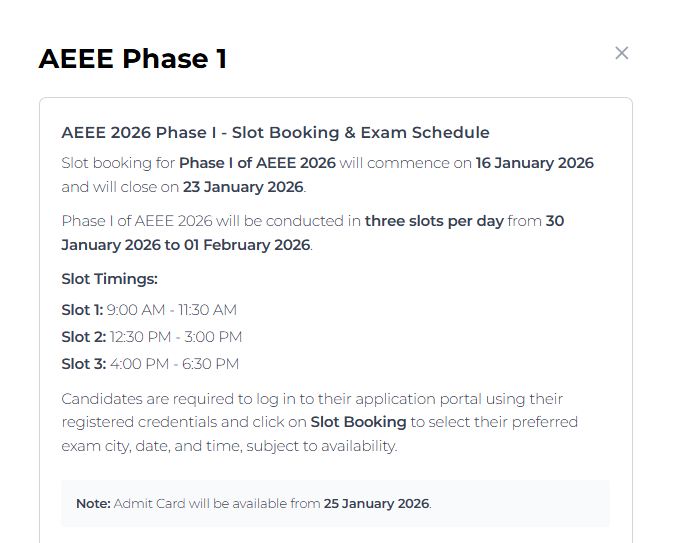 AEEE Slot Booking