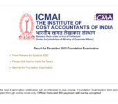 ICMAI CMA Foundation Result December 2025