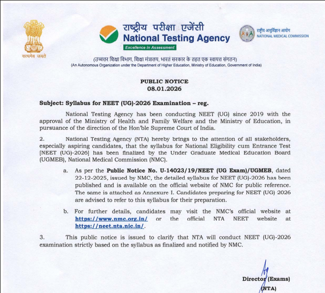 NEET UG Syllabus Announced 