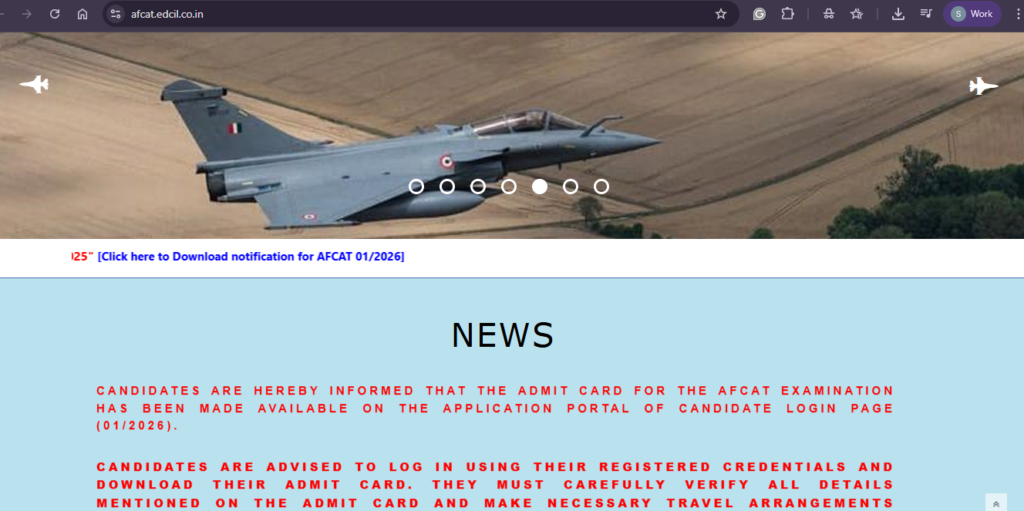 AFCAT 1 Admit Card 2026 Released