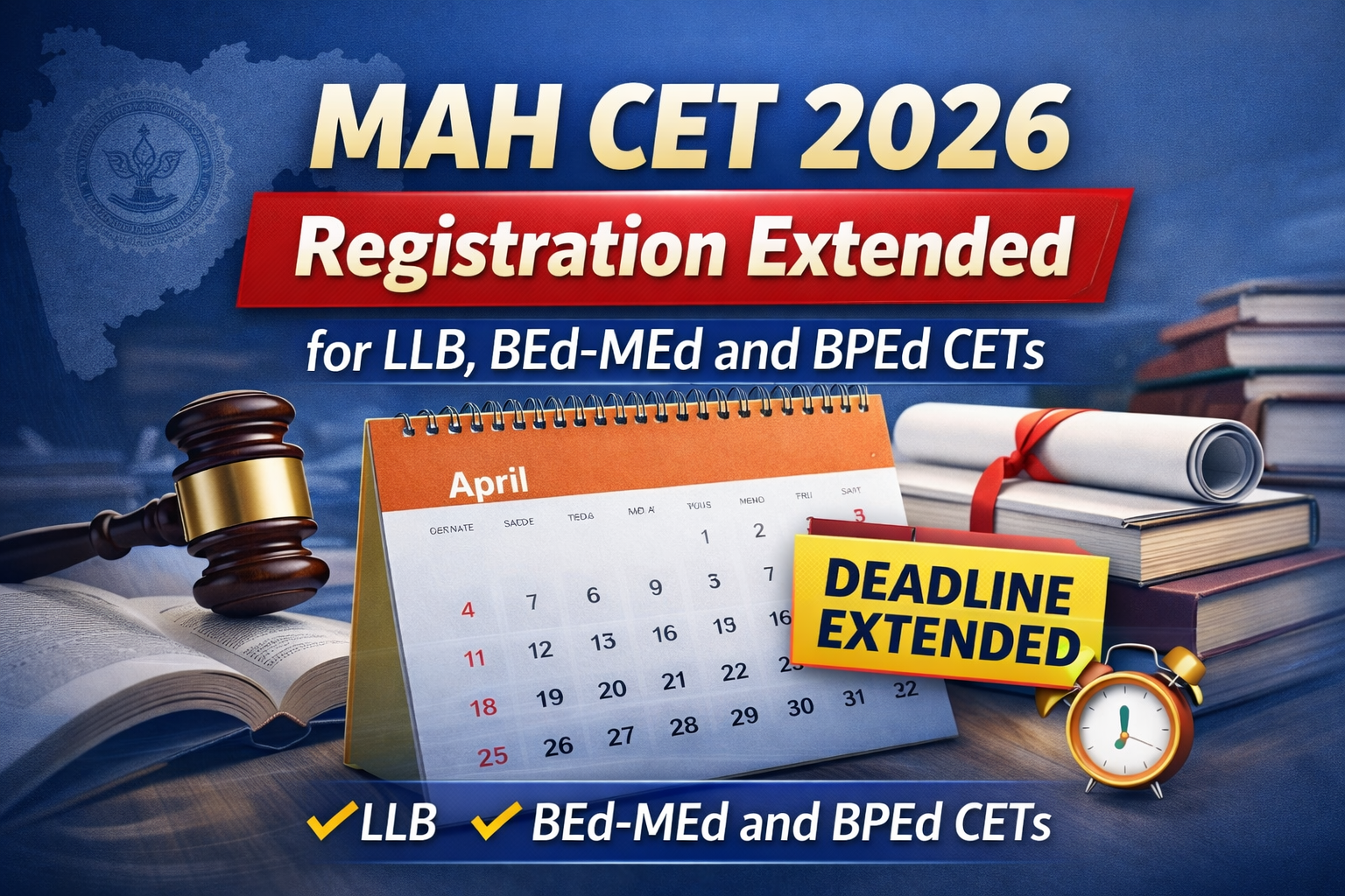 MAH CET 2026 Registration Extended for LLB, BEd-MEd and BPEd CETs
