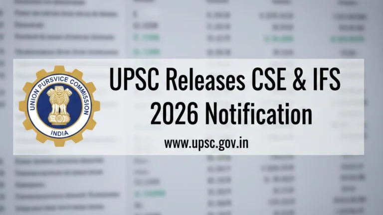 UPSC Releases CSE & IFS 2026 Notification: 933 Vacancies Announced, Download Official Notification, Prelims Set for May 24
