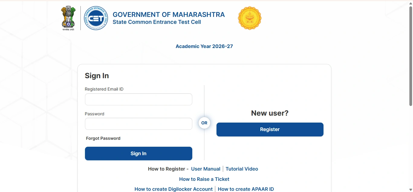 MAH CET 2026 Direct Registration Link