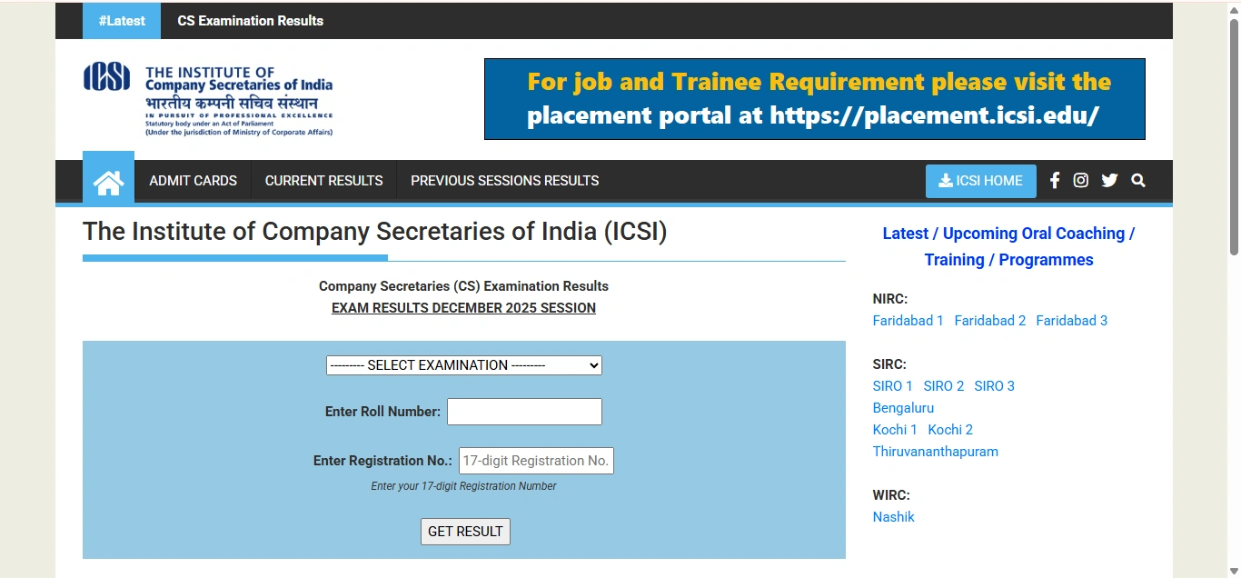 ICSI CS December 2025 Results Declared for December 2025 Session