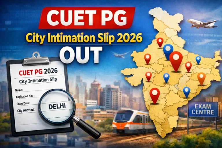 CUET PG City Intimation Slip 2026 Out