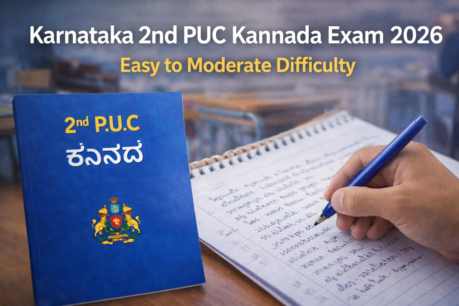 Karnataka 2nd PUC Kannada Exam 2026 Held; Students Rate Paper Easy to Moderate