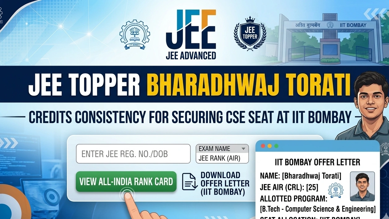 JEE Topper Bharadhwaj Torati Credits Consistency for Securing CSE Seat at IIT Bombay