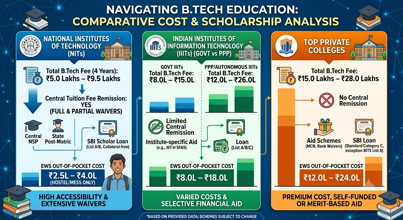 NIT vs IIIT vs Private B.Tech Fees Comparison