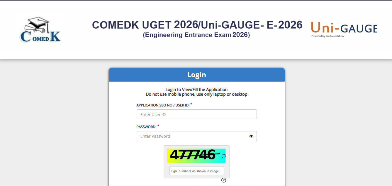 COMEDK 2026 Application Form