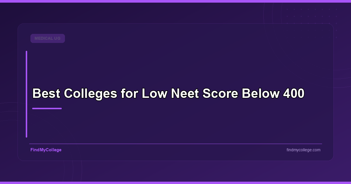 Best Colleges for Low NEET Score Below 400 - FindMyCollege