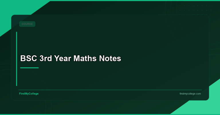 BSC 3rd Year Maths Notes