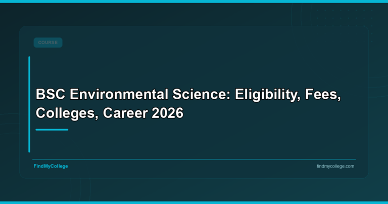 BSc Environmental Science: Eligibility, Fees, Colleges, Career 2026