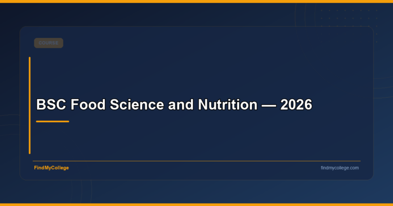 BSC Food Science and Nutrition — 2026