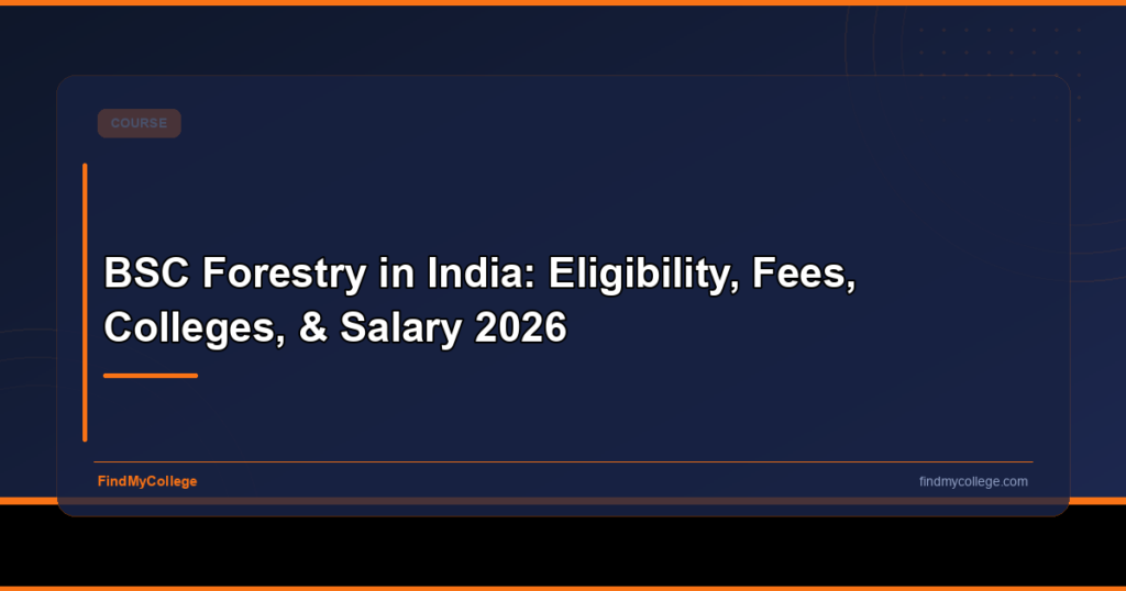 BSc Forestry in India: Colleges, Fees, & Salary 2026 – FindMyCollege