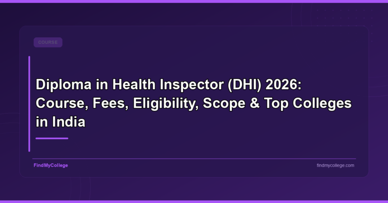 Diploma in Health Inspector (DHI) 2026: Course, Fees, Eligibility, Scope & Top Colleges in India