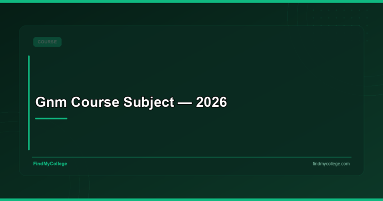 Gnm Course Subject — 2026