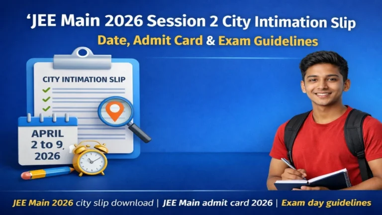 JEE Main 2026 City Intimation Slip