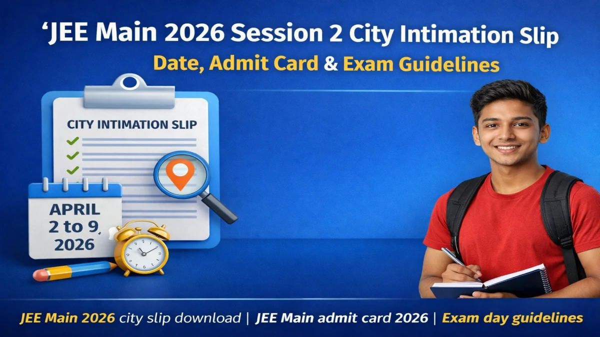 JEE Main 2026 City Intimation Slip