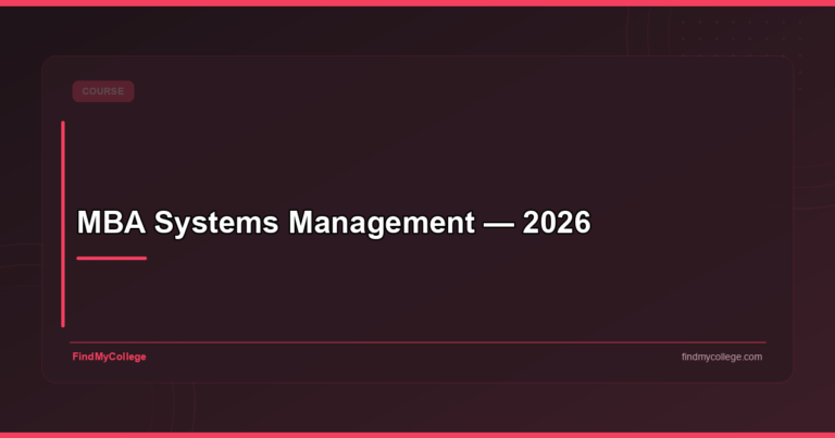 MBA Systems Management — 2026