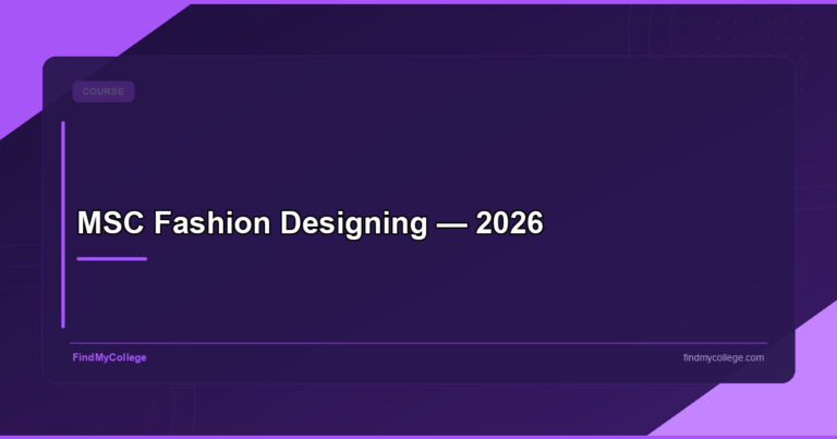 MSC Fashion Designing — 2026