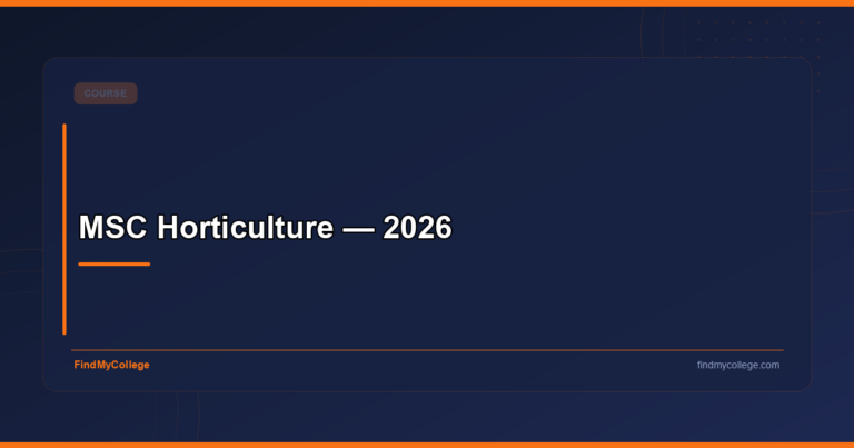 MSC Horticulture — 2026