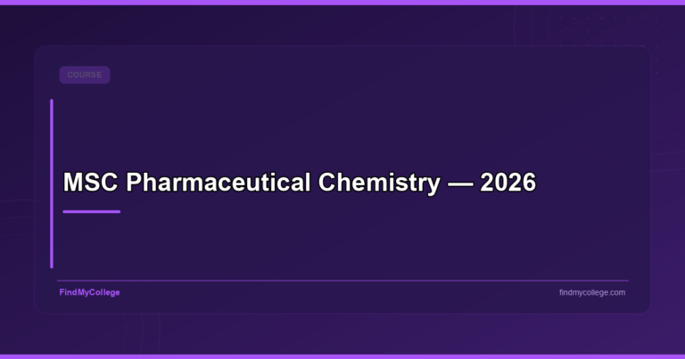 MSC Pharmaceutical Chemistry — 2026