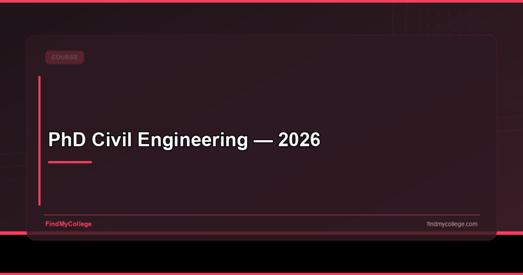 PhD Civil Engineering India 2026 – Career & Program Guide – FindMyCollege