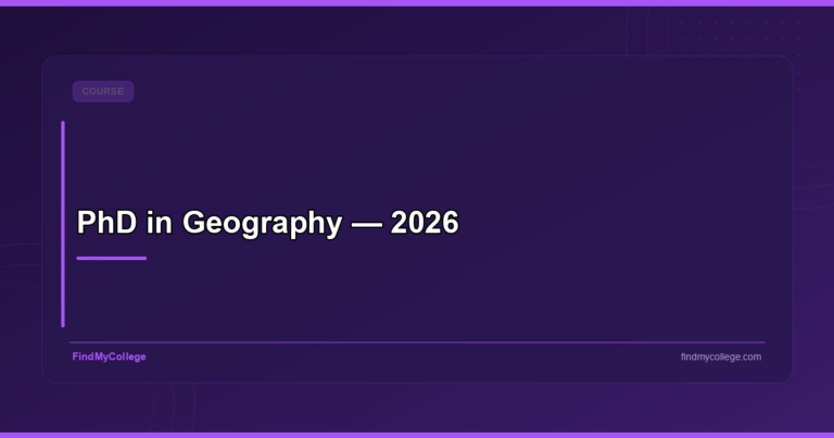 PhD in Geography — 2026