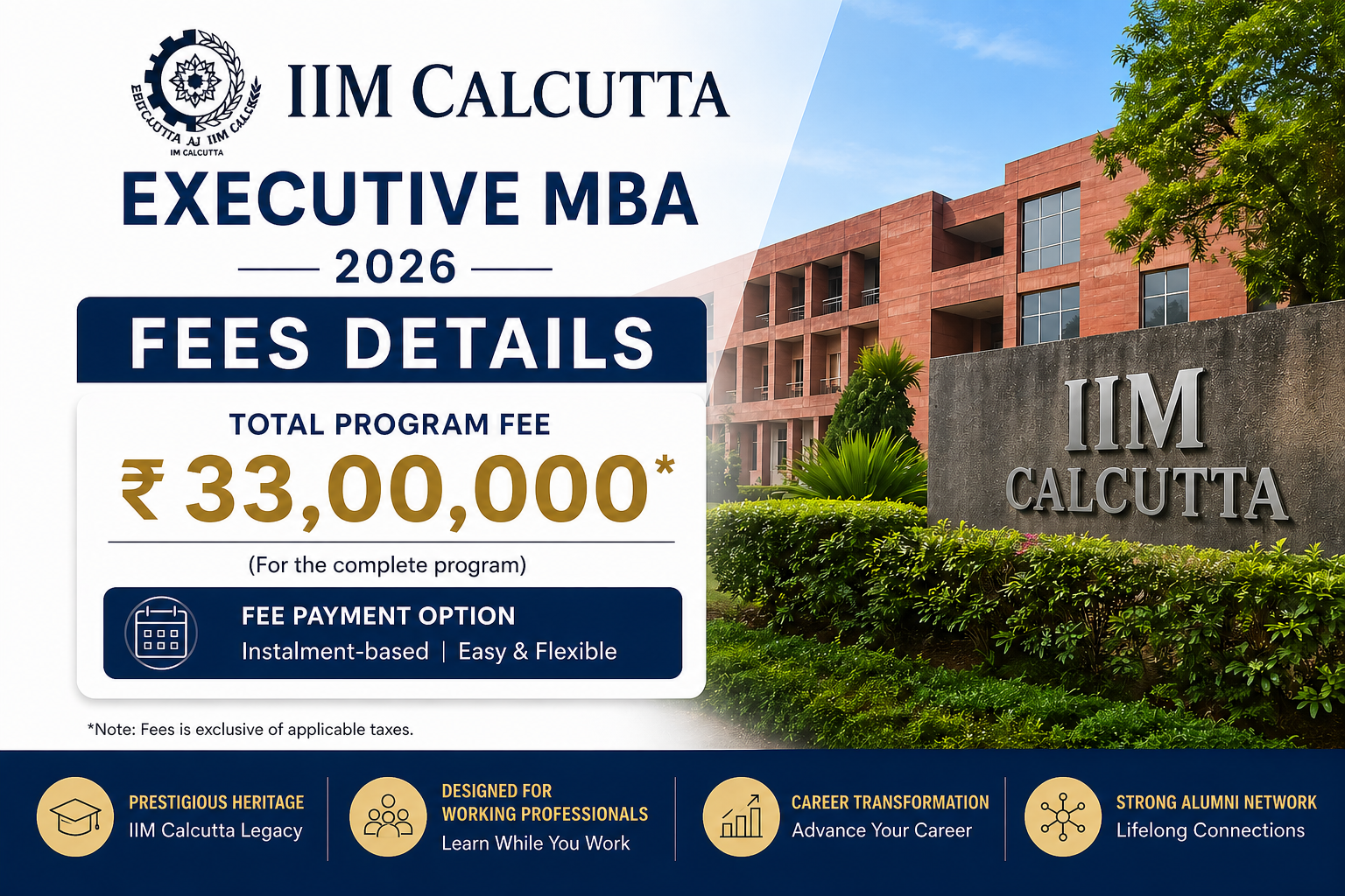 IIM Calcutta Executive MBA Fees 2026: Complete Cost & Waiver Breakdown