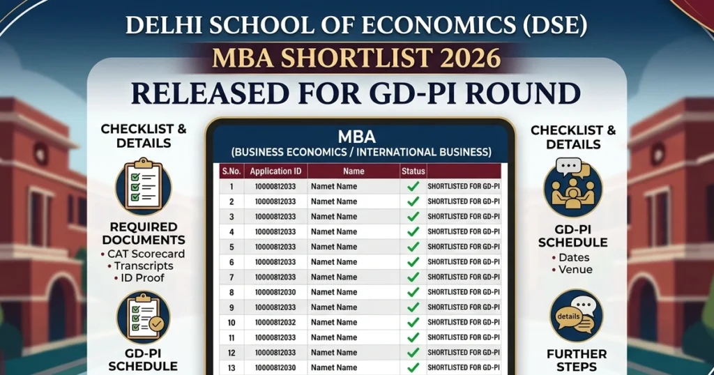 Delhi School of Economics Releases MBA Shortlist 2026 for GD-PI Round