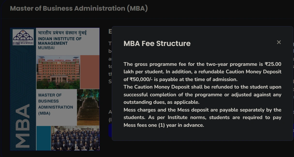 IIM Mumbai MBA Fees 2026