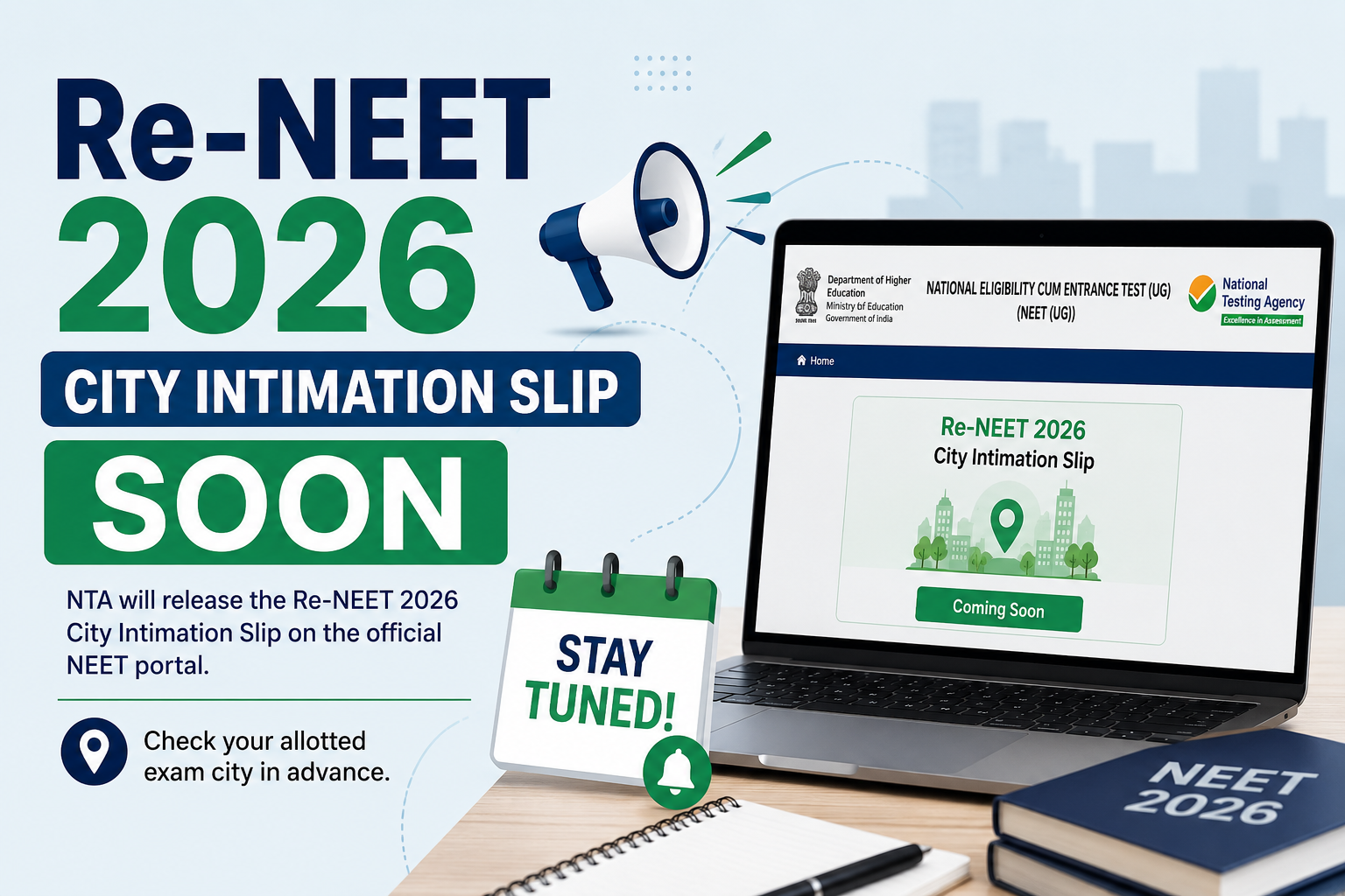 Re-NEET 2026 City Intimation Slip Soon