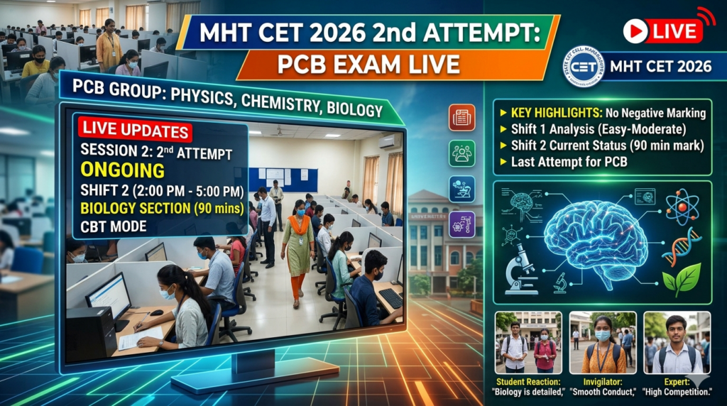 MHT CET 2026 2nd Attempt PCB Exam Live: May 11 Shift 1 Ongoing, Shift 2 ...
