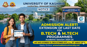 Kashmir University Extends Last Date for BTech & MTech Admission