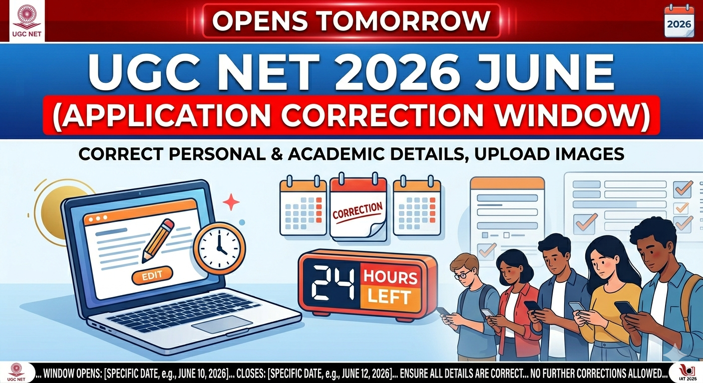 UGC NET 2026 June Application Correction Window Opens Tomorrow