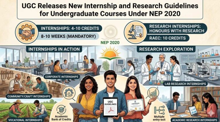 UGC Releases New Internship and Research Guidelines for Undergraduate Courses Under NEP 2020