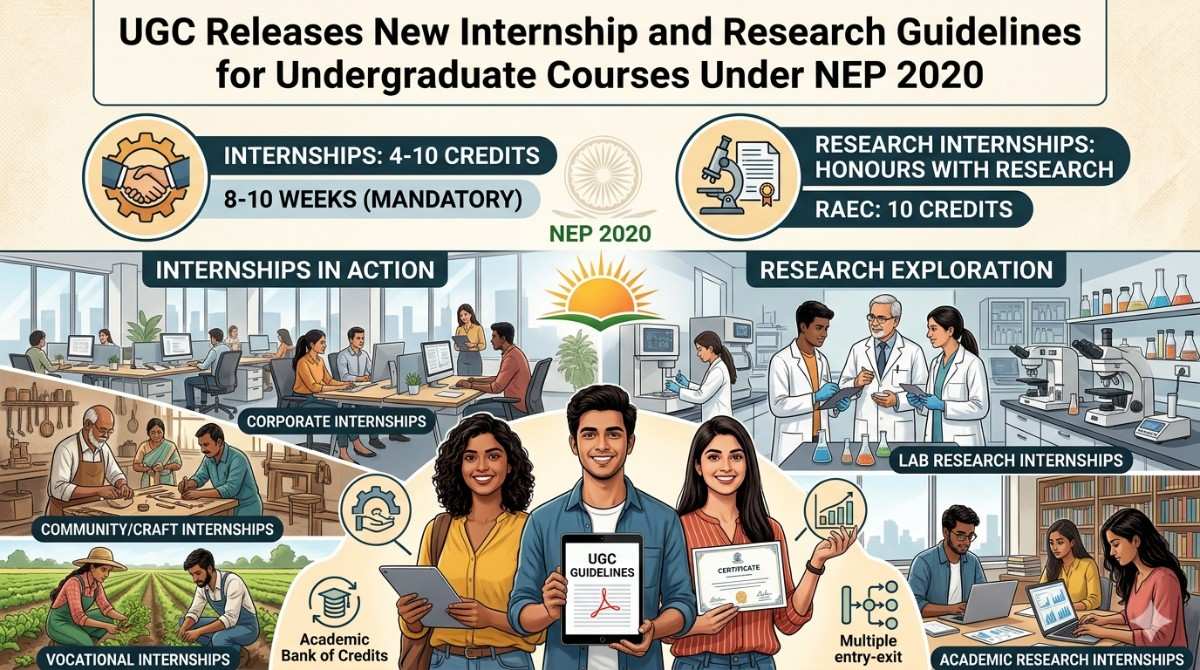 UGC Releases New Internship and Research Guidelines for Undergraduate Courses Under NEP 2020