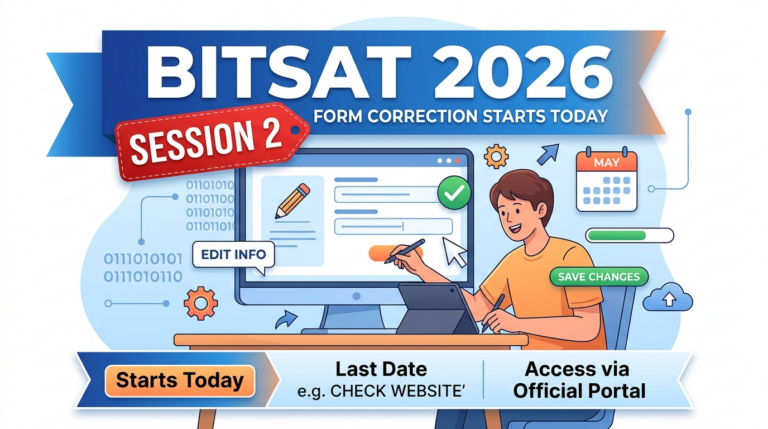 BITSAT 2026 Form Correction for Session 2 Starts Today